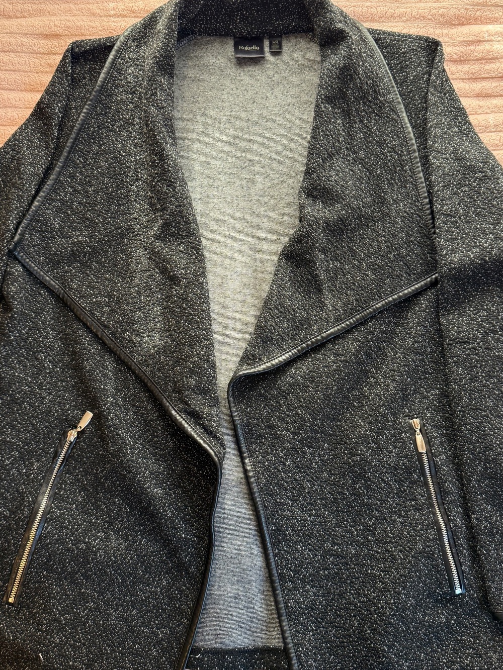 Rafaella Black Speckled Open-Front Blazer Jacket